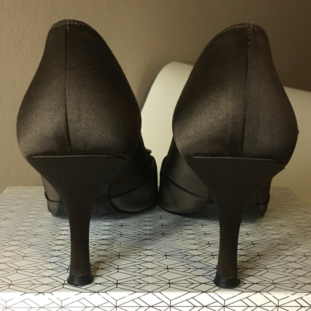 STUART WEITZMAN ✨ Brown Satin Rhinestone Embellished Heels - Picture 10 of 14